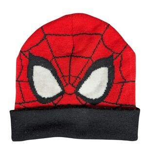 Marvel Spider-Man Reversible Knit Beanie Hat Red Black‎ Web Mask Hobby Lobby